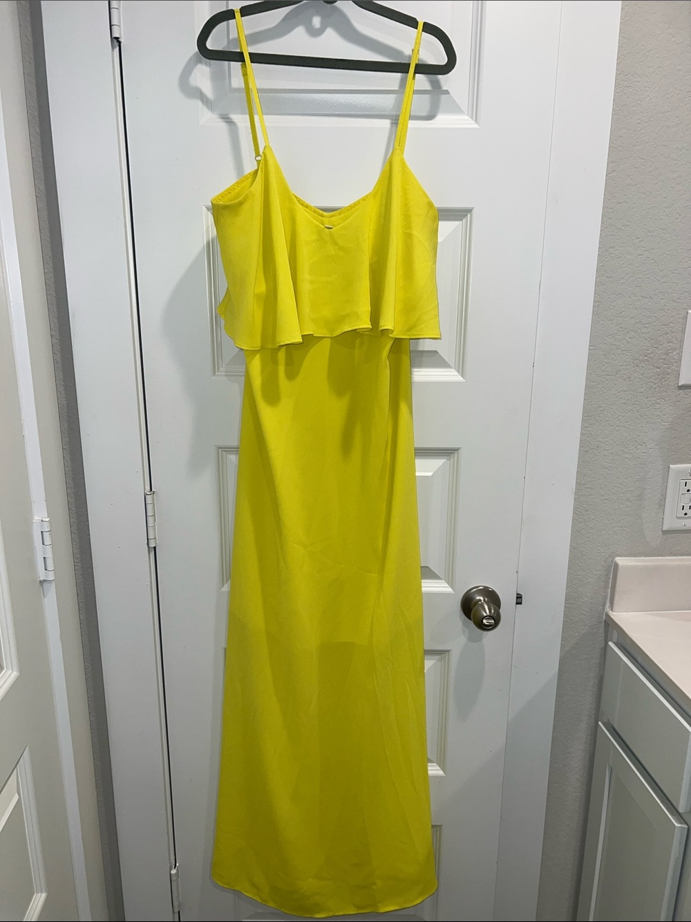 Bright Yellow Maxi Dress with Ruffle Bodice